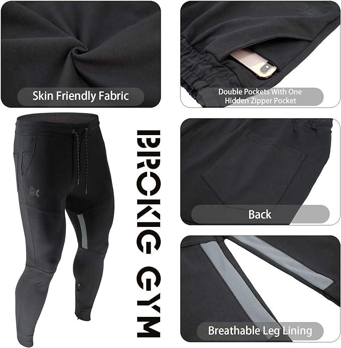 BROKIG Men Stripe Gym Joggers Pants, Causal Tapered Workout Sweatpants Jogging Sweat Track Pants with Zipper Pocket - Which Mark