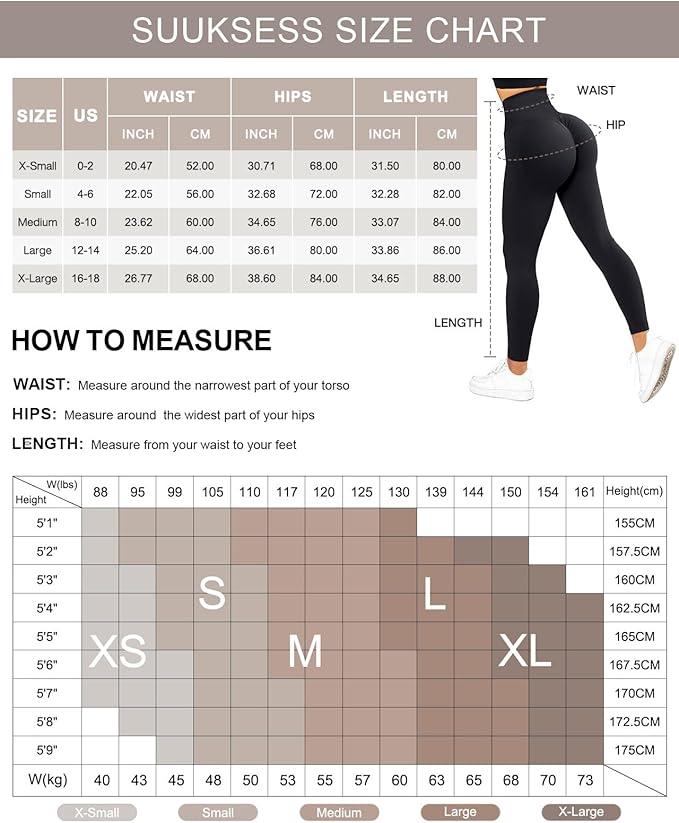 SUUKSESS Women Scrunch Butt Lifting Seamless Leggings Booty High Waisted Workout Yoga Pants, #1 Upgrade - Which Mark