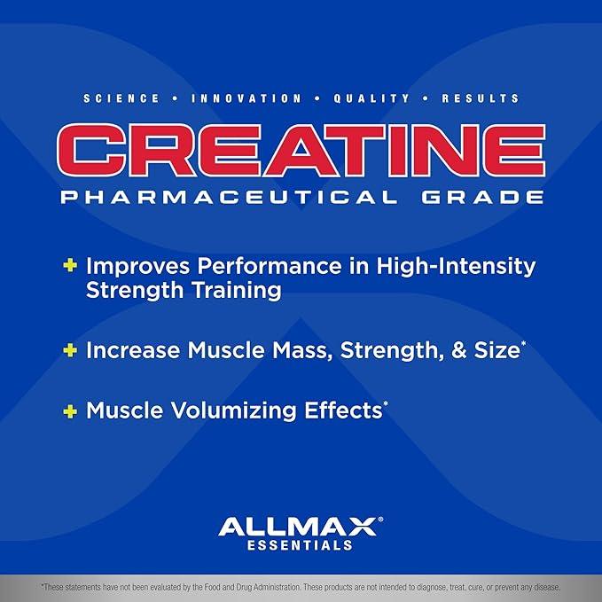 Allmax Creatine Monohydrate - Aid Muscle Growth & Strength Gains, No Artificial Ingredients - 1000g - 5g per Serving - 200 Servings - Which Mark