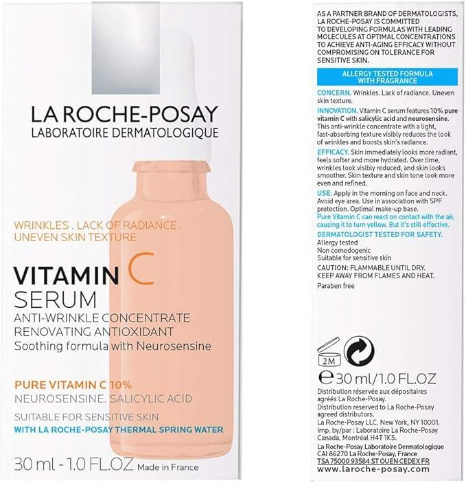 La Roche-Posay 10% Pure Vitamin C Serum for Face with Hyaluronic Acid & Salicylic Acid. Anti Aging Serum for Wrinkles, lack of Radiance & Uneven Skin Tone to Brighten & Smooth. Sensitive Skin, 30ml - Which Mark