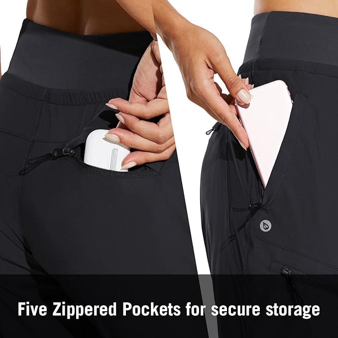 baleaf Women's Joggers Lightweight Hiking Pants High Waist 5 Zipper Pockets Quick Dry Travel Athletic UPF50+ - Which Mark