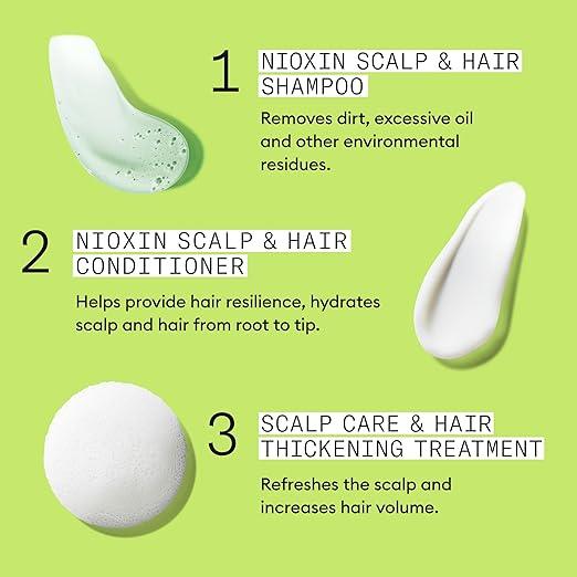 Nioxin Scalp + Hair Thickening System Kits | For Natural, Colored, & Damaged Hair with Light to Progressed Thinning | Strengthen & Boost Hair Density with Niacinamide & Biotin | Trial Size | 1 Month Supply - Which Mark