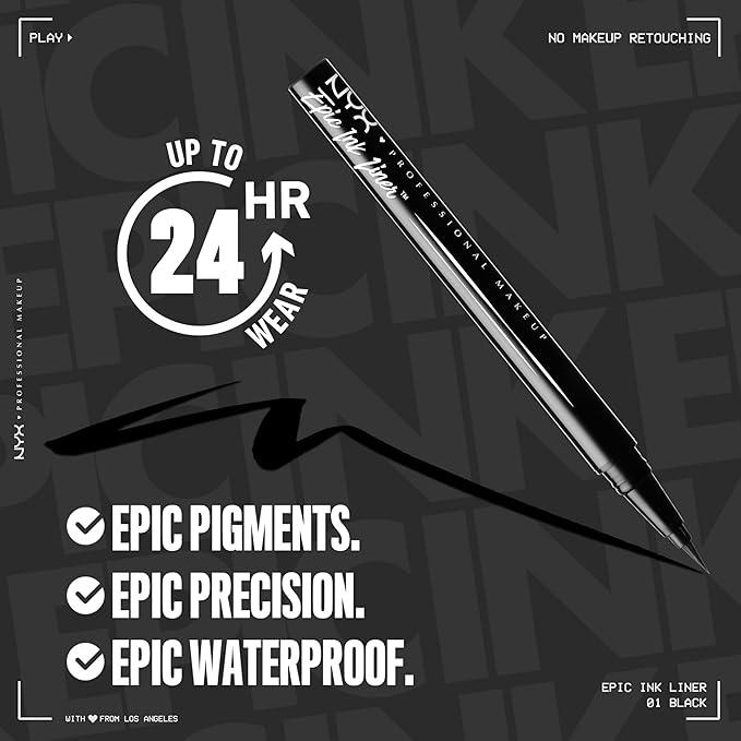 NYX PROFESSIONAL MAKEUP, Epic Ink Liner, Liquid Eyeliner, Waterproof, Matte finish - BLACK - Which Mark