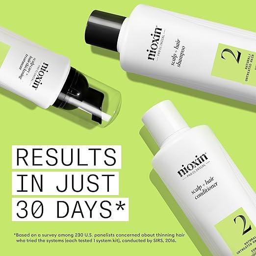 Nioxin Scalp + Hair Thickening System Kits | For Natural, Colored, & Damaged Hair with Light to Progressed Thinning | Strengthen & Boost Hair Density with Niacinamide & Biotin | Trial Size | 1 Month Supply - Which Mark