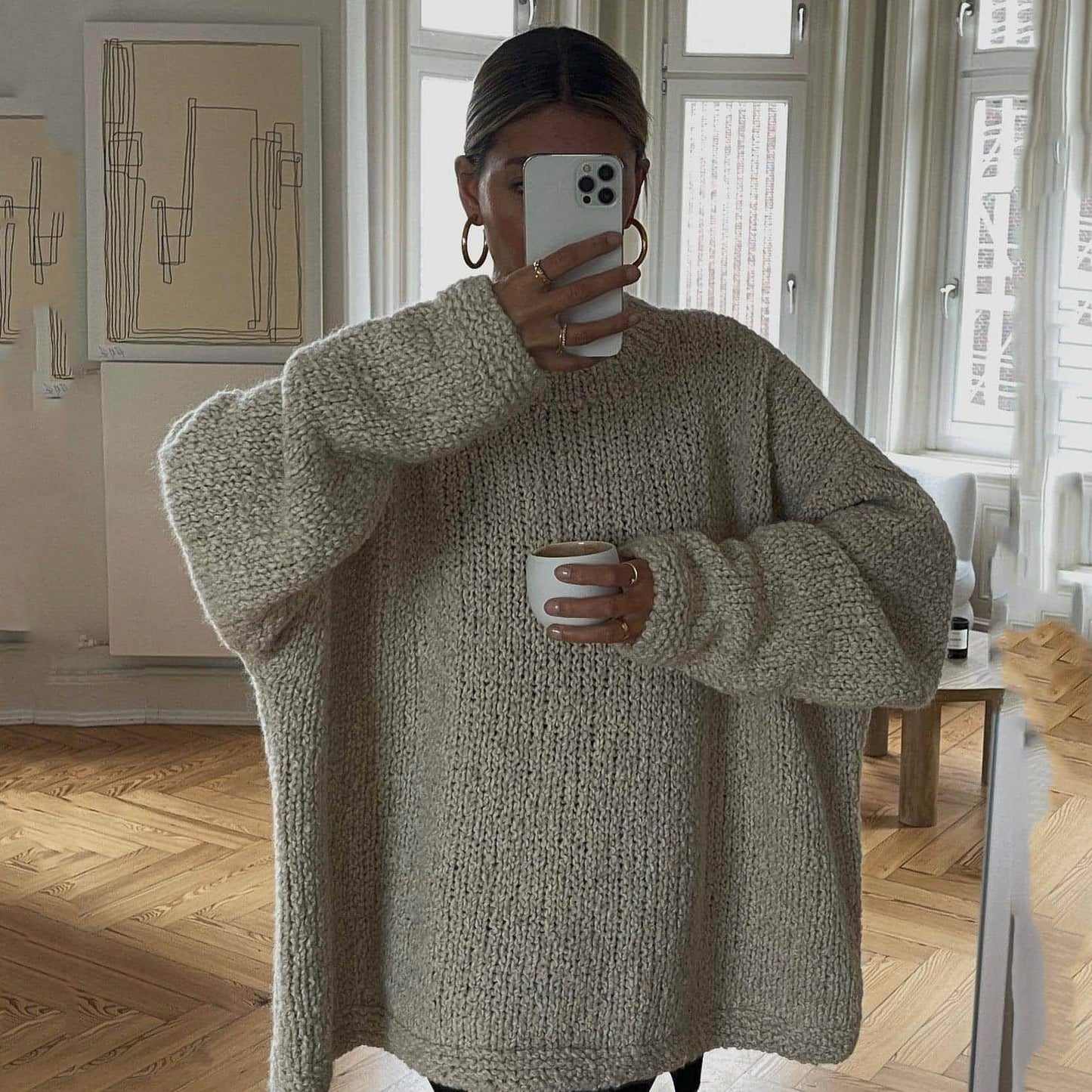 Women's Solid Color Basic Loose Casual Sweater - Which Mark