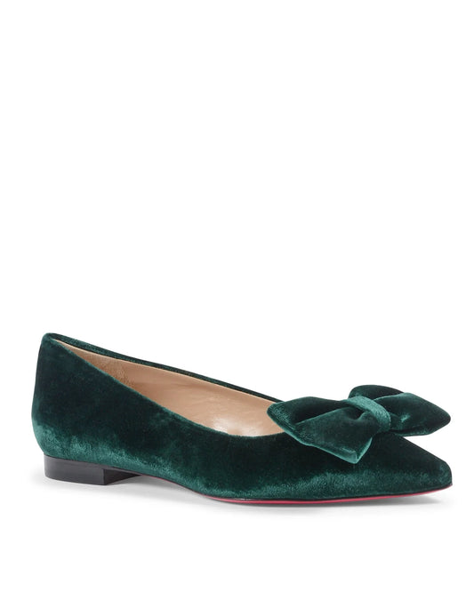 Baby Bow Velvet Ballerina - Green - Which Mark