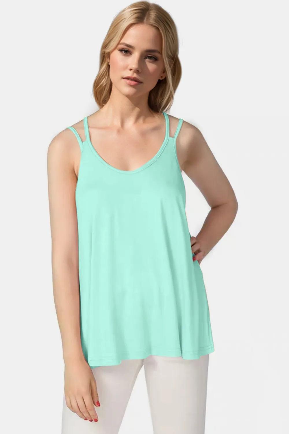 Basic Bae Bamboo Scoop Neck Double Spaghetti Straps Cami - Which Mark