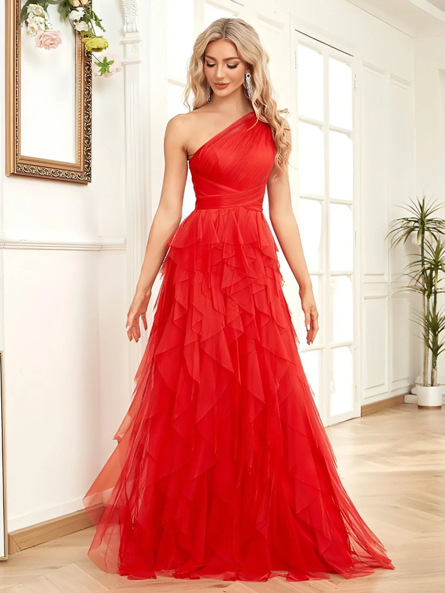 Sloping Shoulder Dress Slim Elastic Fishtail - Which Mark