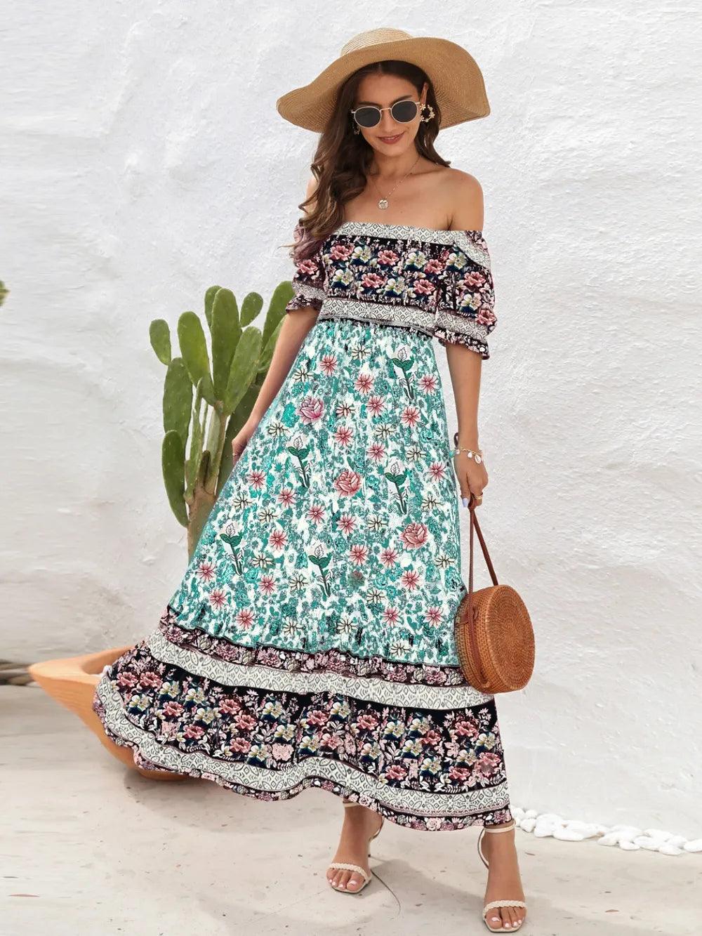 Floral Flounce Sleeve Midi Dress - Which Mark