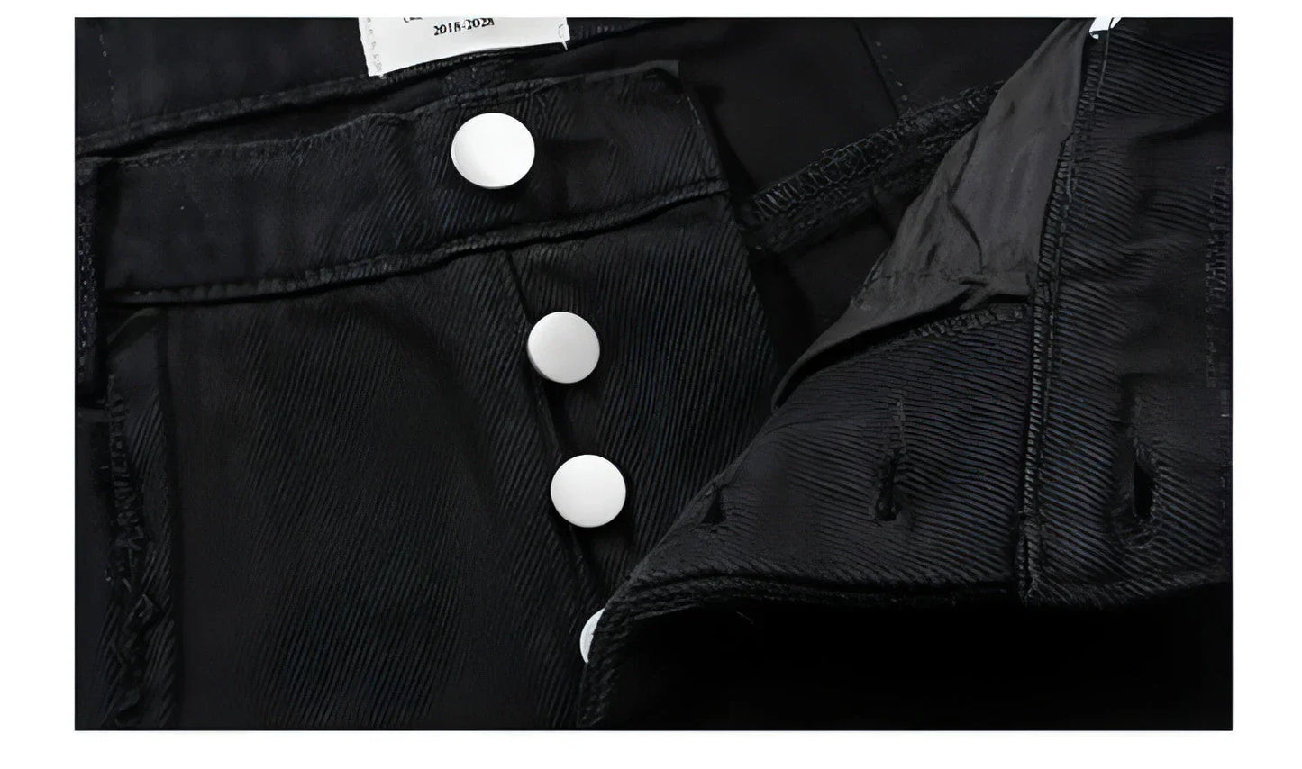 UrbanEase™ High Street Dark Solid Black Vintage Jeans Men - Which Mark