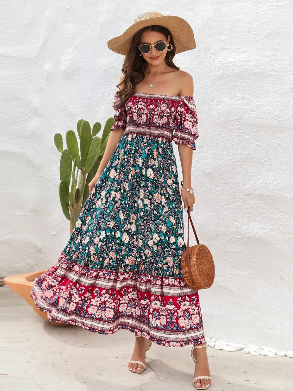 Floral Flounce Sleeve Midi Dress - Which Mark