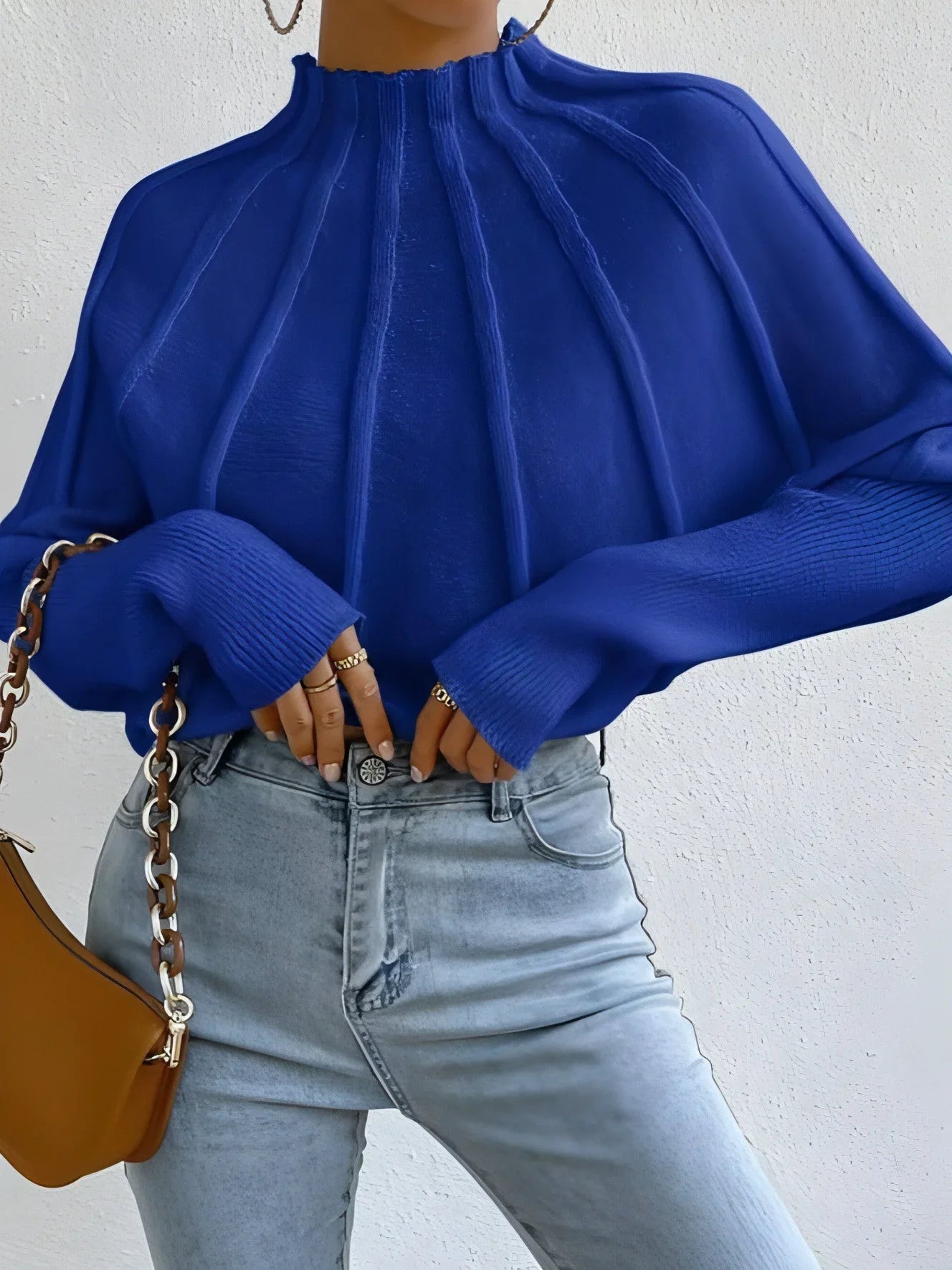 Solid Color Loose Spider Mesh Casual Short Sweater Women - Which Mark