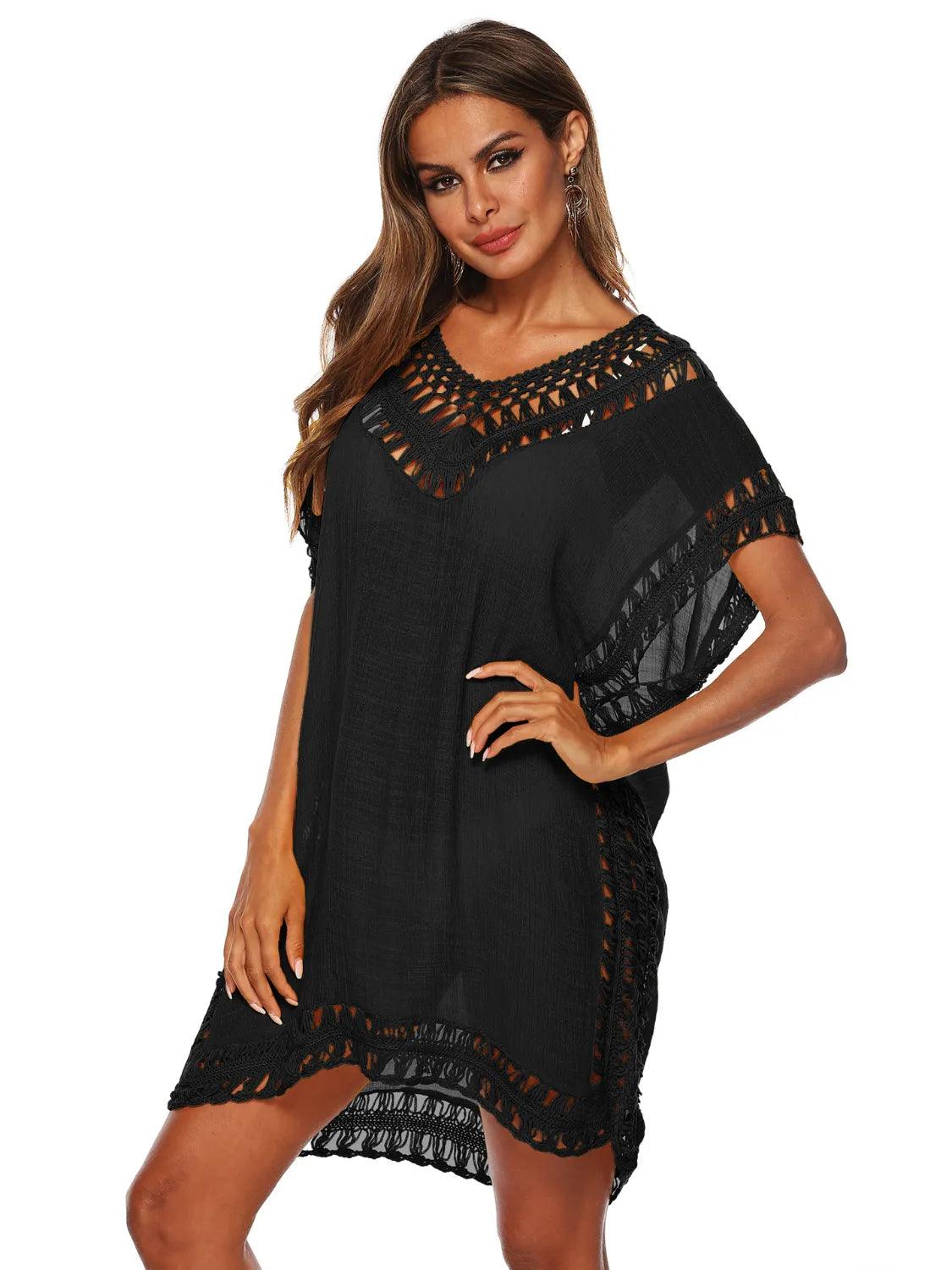 Bohemian Crochet Trim Beach Cover Up Dress - Which Mark