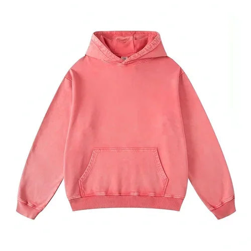 Thickened Washed Old Gradient Solid Color Batik Hooded Sweater For Men - Which Mark