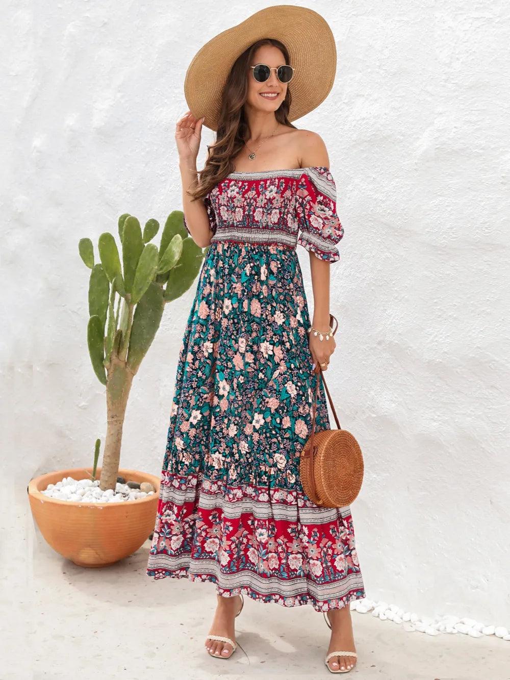 Floral Flounce Sleeve Midi Dress - Which Mark