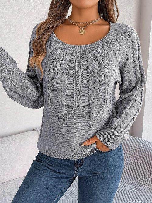 Leisure Solid Color Twist Long Sleeve Pullover Sweater Women - Which Mark