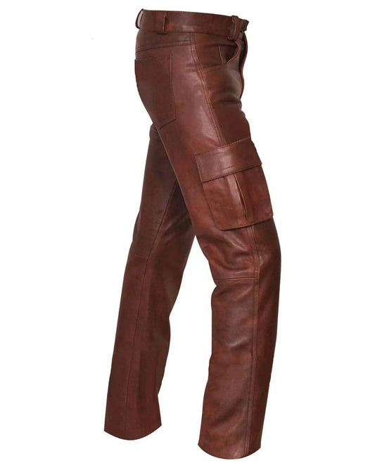 Solid Color Men's PU Leather Men Jeans Pants - Which Mark