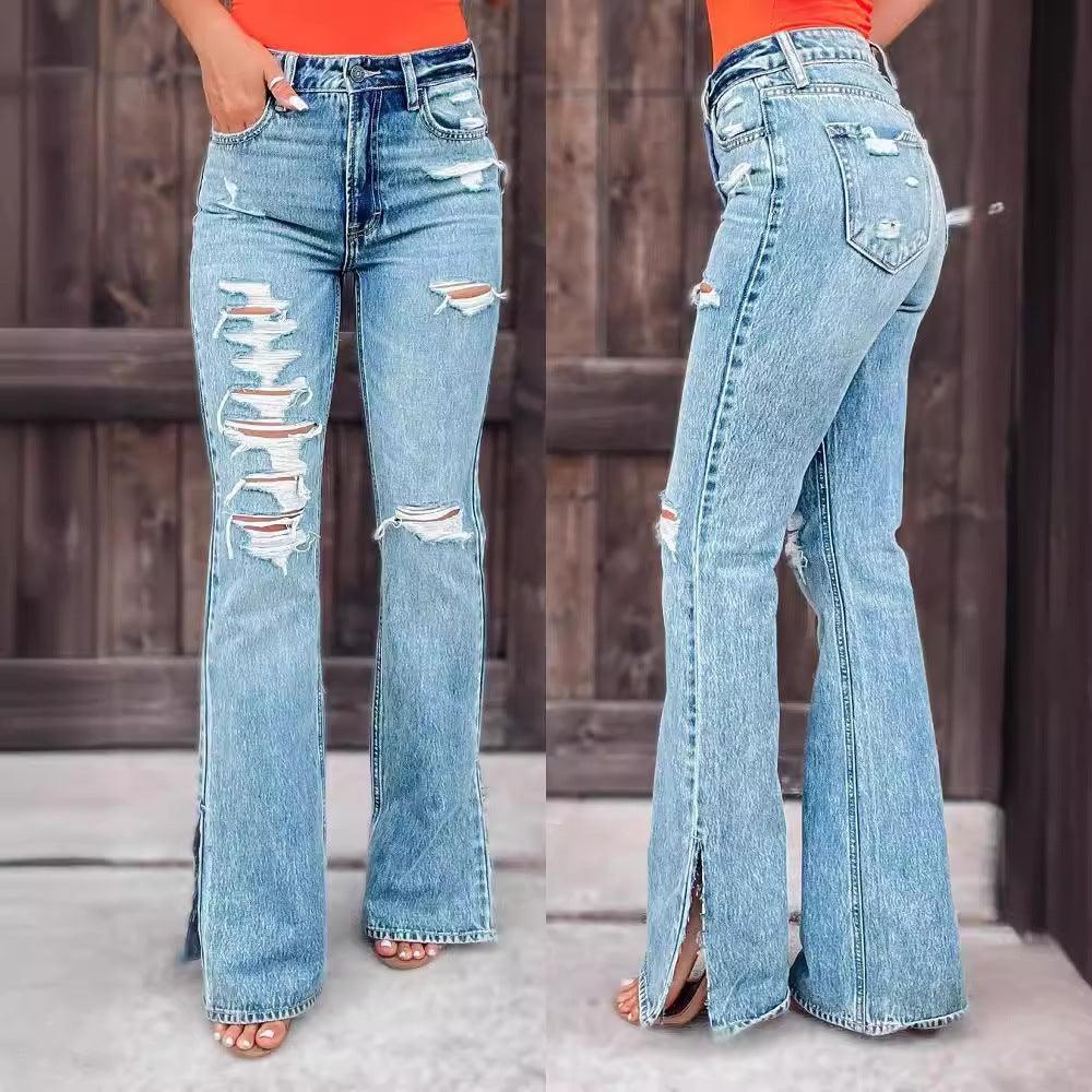 25 Edition – High Waist Ripped Split Stretch Jeans for Women - Which Mark