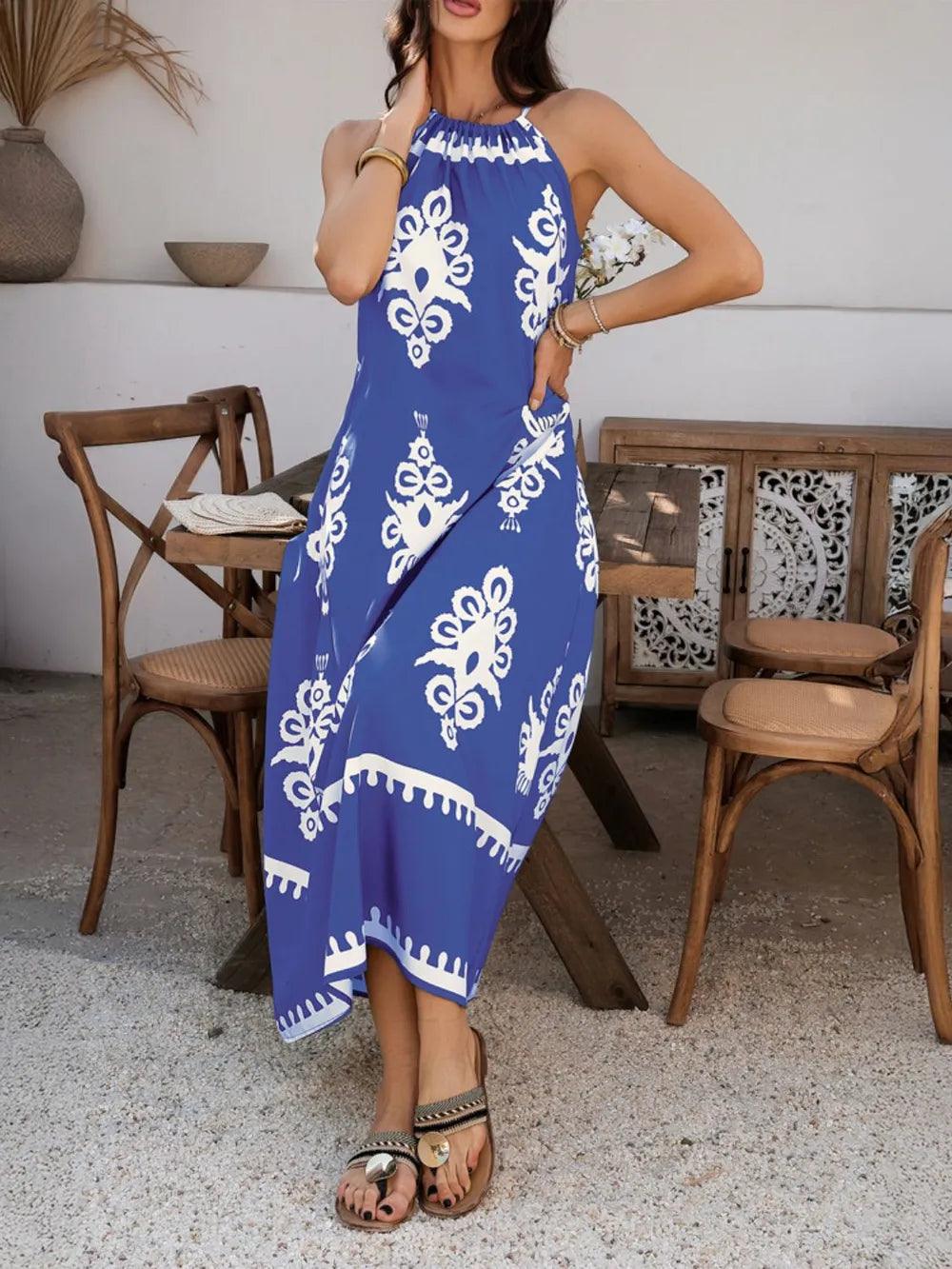 Devine Grecian Neck Printed Maxi Dress - Which Mark