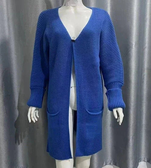 New Solid Color Loose Knitted Sweater Mid-length Coat - Which Mark