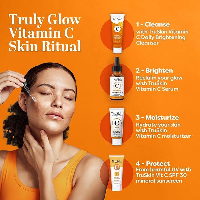 TruSkin Vitamin C Serum For Face – Anti Aging Formula with Vitamin C, Hyaluronic Acid, Vitamin E – Brightening Serum – Improve Appearance of Dark Spots, Tone, Fine Lines & Wrinkles, 1 Fl Oz - Which Mark