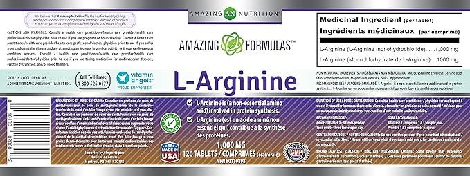 Amazing Nutrition L-Arginine 1000mg Supplement - Best Amino Acid Arginine HCL Supplements for Women & Man - Promotes Circulation and Supports Cardiovascular Health - 120 Tablets - Which Mark