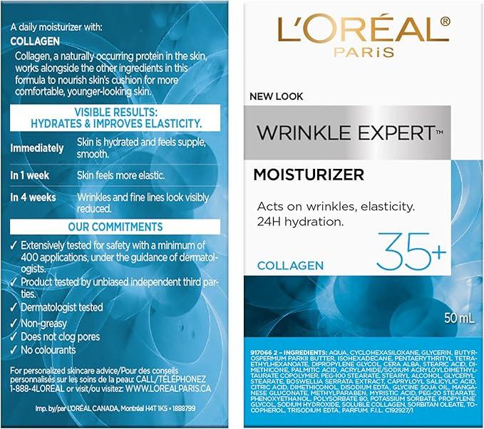 L’Oréal Paris Wrinkle Expert 35+ Anti Aging Day & Night Moisturizing Cream, With Collagen to Reduce the Look of Wrinkles, Provides 24HR Hydration, 50mL - Which Mark