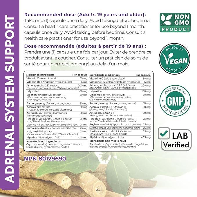 Adrenal System Support & Cortisol Manager (2 Month Supply) - Ashwagandha, Tyrosine & Ginseng for Cortisol Balance, Stress Resistance & Increased Energy Support - Adrenal Support Supplements - 60 Ct - Which Mark