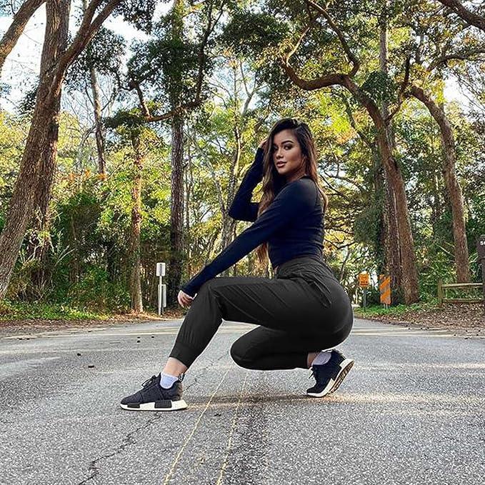 baleaf Women's Joggers Lightweight Hiking Pants High Waist 5 Zipper Pockets Quick Dry Travel Athletic UPF50+ - Which Mark