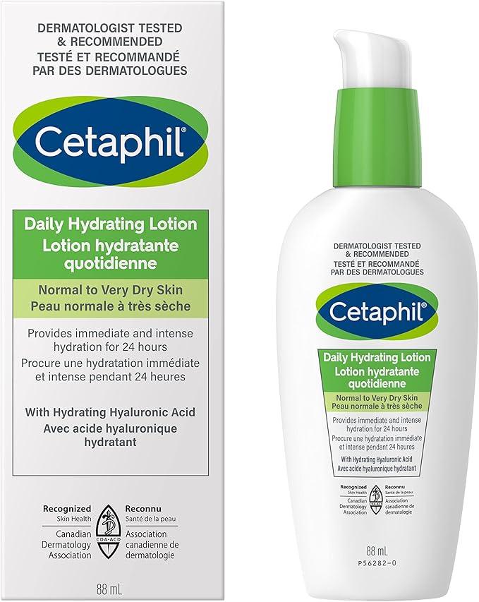 Cetaphil Daily Hydrating Lotion with Hyaluronic Acid - 24Hr Hydration - Fragrance-Free, Paraben-Free - For Dry and Sensitive Skin, 88ml - Which Mark
