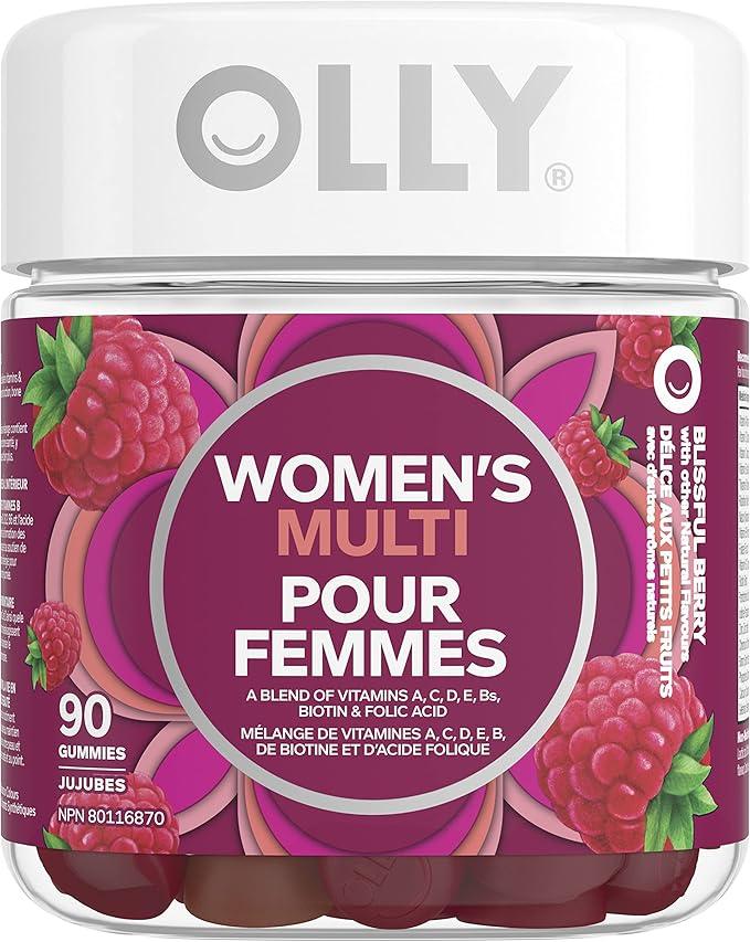 OLLY Women's Multi Gummy Supplement with no artificial flavours and colours Blissful Berry multivitamin to help support women's health 45 day supply 90 gummies - Which Mark