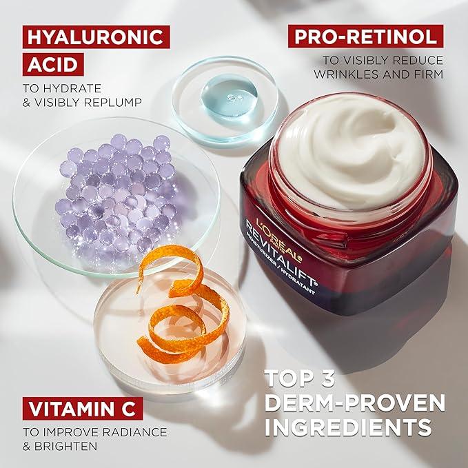 L'Oréal Paris Day Cream, Reduces Look of Wrinkles & Firms Skin, with Pro-Retinol, Vitamin C & Hyaluronic Acid, Revitalift Triple Power LZR, 50ml - Which Mark