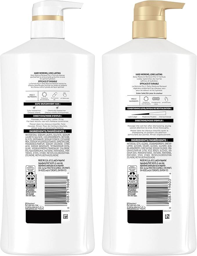 Pantene Shampoo 820 mL, Conditioner 745 mL and Hair Treatment Set 15 mL, Daily Moisture Renewal For Dry Hair, Safe For Color-Treated Hair, 1.58 L Total - Which Mark
