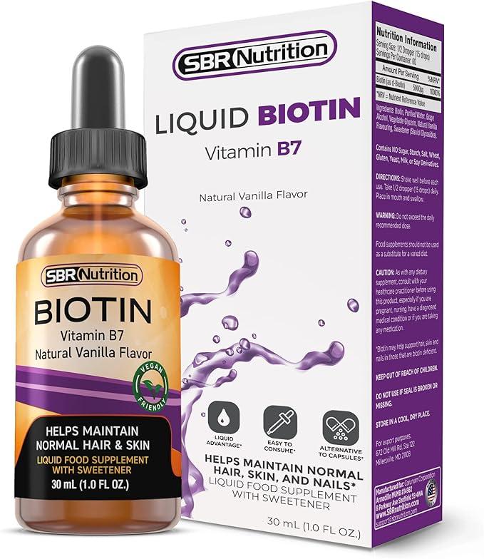 MAX ABSORPTION, Biotin Liquid Drops, 5000mcg of Biotin Per Serving, 60 servings, No Artificial Preservatives, Vegan Friendly, Supports Healthy Hair, Strengthens Nails and Improves Skin Health - Which Mark