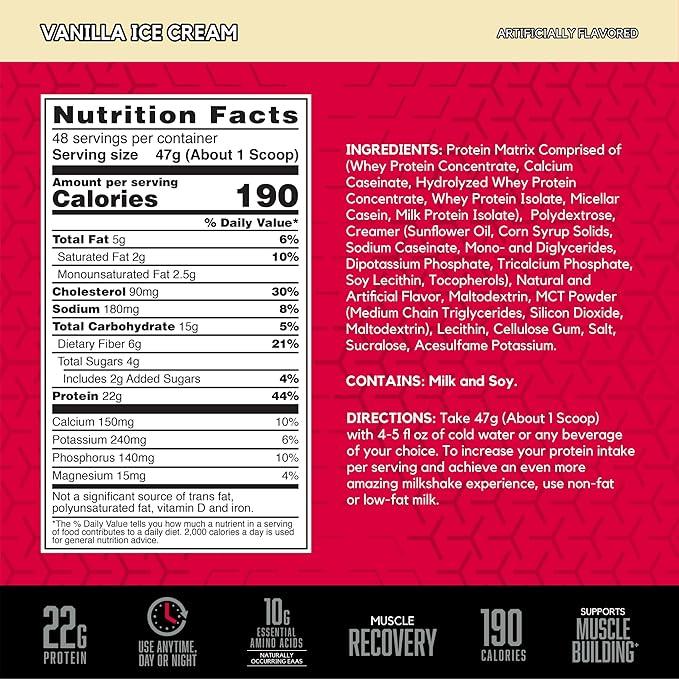 BSN SYNTHA-6 Premium Protein Powder Matrix: Whey Protein + Micellar Casein + Milk Protein Isolate, 2.270g - Vanilla Ice Cream, 48 servings (packaging may vary) - Which Mark