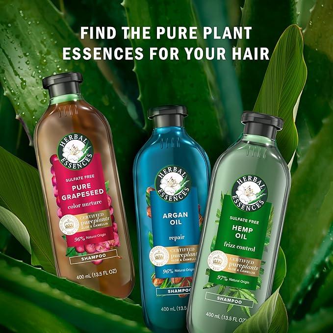 Herbal Essences Pure Plants Argan Oil Shampoo and Conditioner Set, with Certified Camellia Oil and Aloe Vera, For All Hair Types, Especially Damaged Hair, 1.2 L Total (2 Count of 600 mL Each) - Which Mark