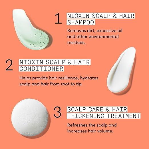 Nioxin Scalp + Hair Thickening System Kits | For Natural, Colored, & Damaged Hair with Light to Progressed Thinning | Strengthen & Boost Hair Density with Niacinamide & Biotin | 3 Month Supply - Which Mark
