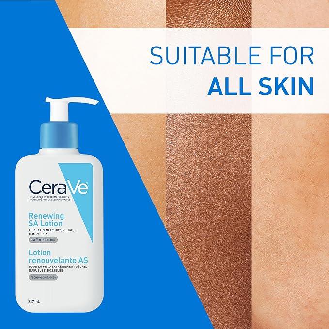 CeraVe SALICYLIC ACID Lotion, Renewing SA Exfoliating Body Lotion for Dry, Rough & Bumpy Skin, Psoriasis, Keratosis Pilaris, Itching & Flaking. With Lactic Acid, Hyaluronic Acid, Fragrance Free, 237ML - Which Mark