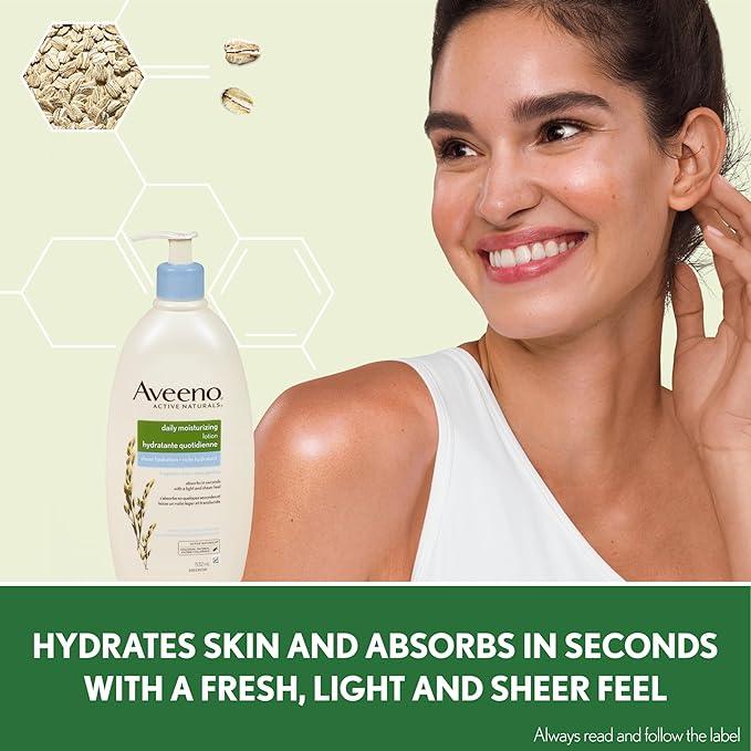 Aveeno Daily Moisturizing Lotion Sheer Hydration, Dry Skin Care, Emollient Cream, Oat, Fragrance Free, 532-mL - Which Mark