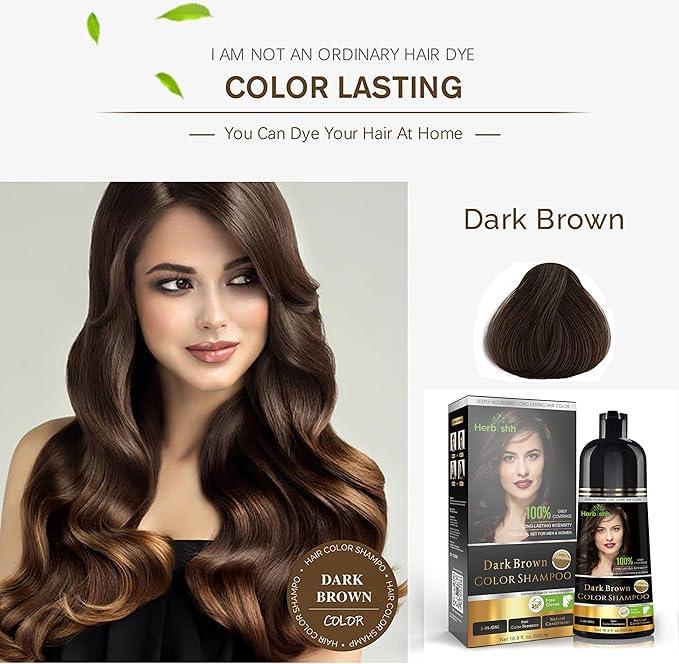 Herbishh Color Shampoo for Gray Hair – Colors in Minutes – Lasts Up To 2-3 Weeks – 500 mL - Hair Dye Shampoo Conditioner 3-In-1 Color – | Herbishh (Dark Brown) - Which Mark