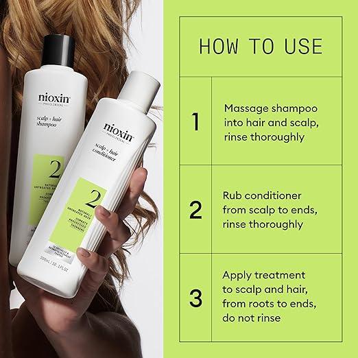Nioxin Scalp + Hair Thickening System Kits | For Natural, Colored, & Damaged Hair with Light to Progressed Thinning | Strengthen & Boost Hair Density with Niacinamide & Biotin | Trial Size | 1 Month Supply - Which Mark