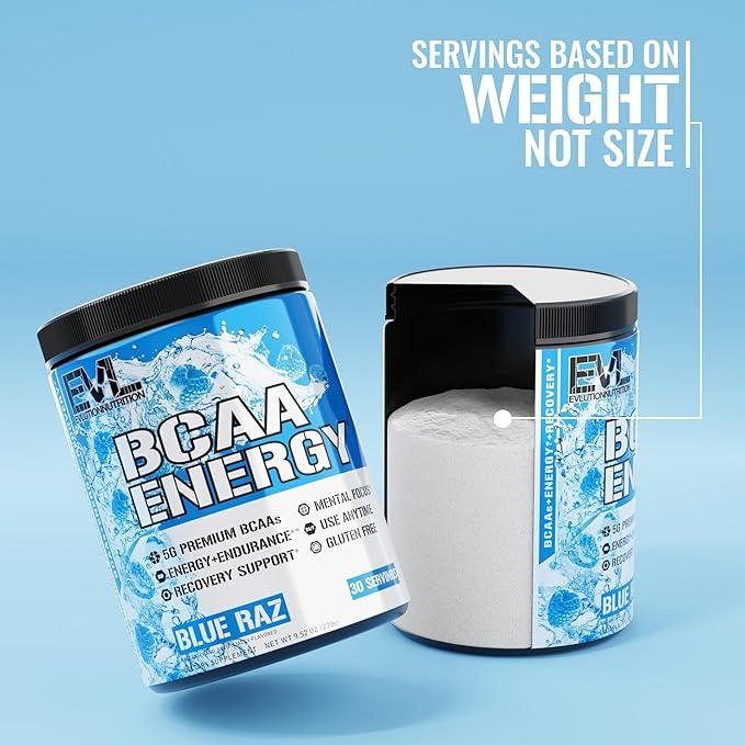 Ultimate BCAA Powder Workout Drink - Evlution Nutrition BCAA Pre Workout Powder for Long Lasting Energy and Mental Focus plus Post Workout Recovery & Muscle Protein Synthesis Support - Blue Raz - Which Mark