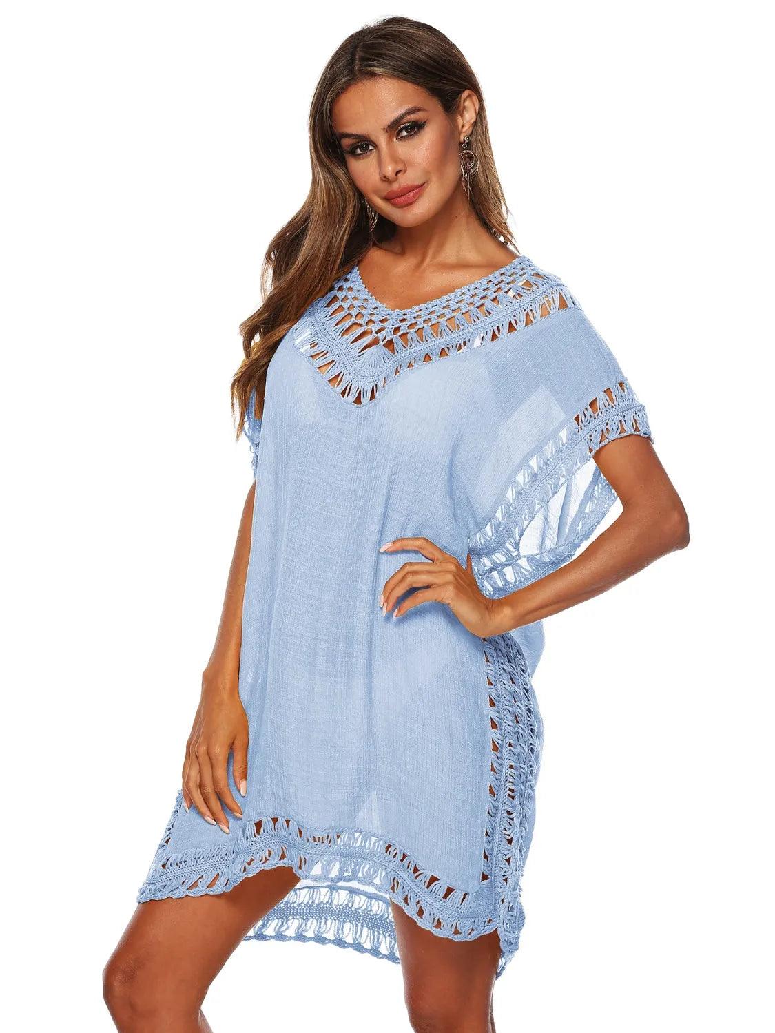 Bohemian Crochet Trim Beach Cover Up Dress - Which Mark