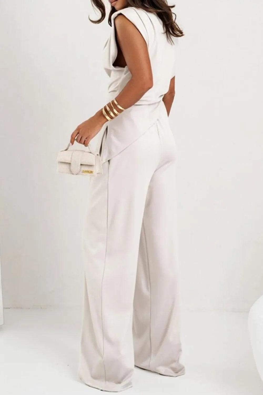 Round Neck Top and Pants Set - Which Mark
