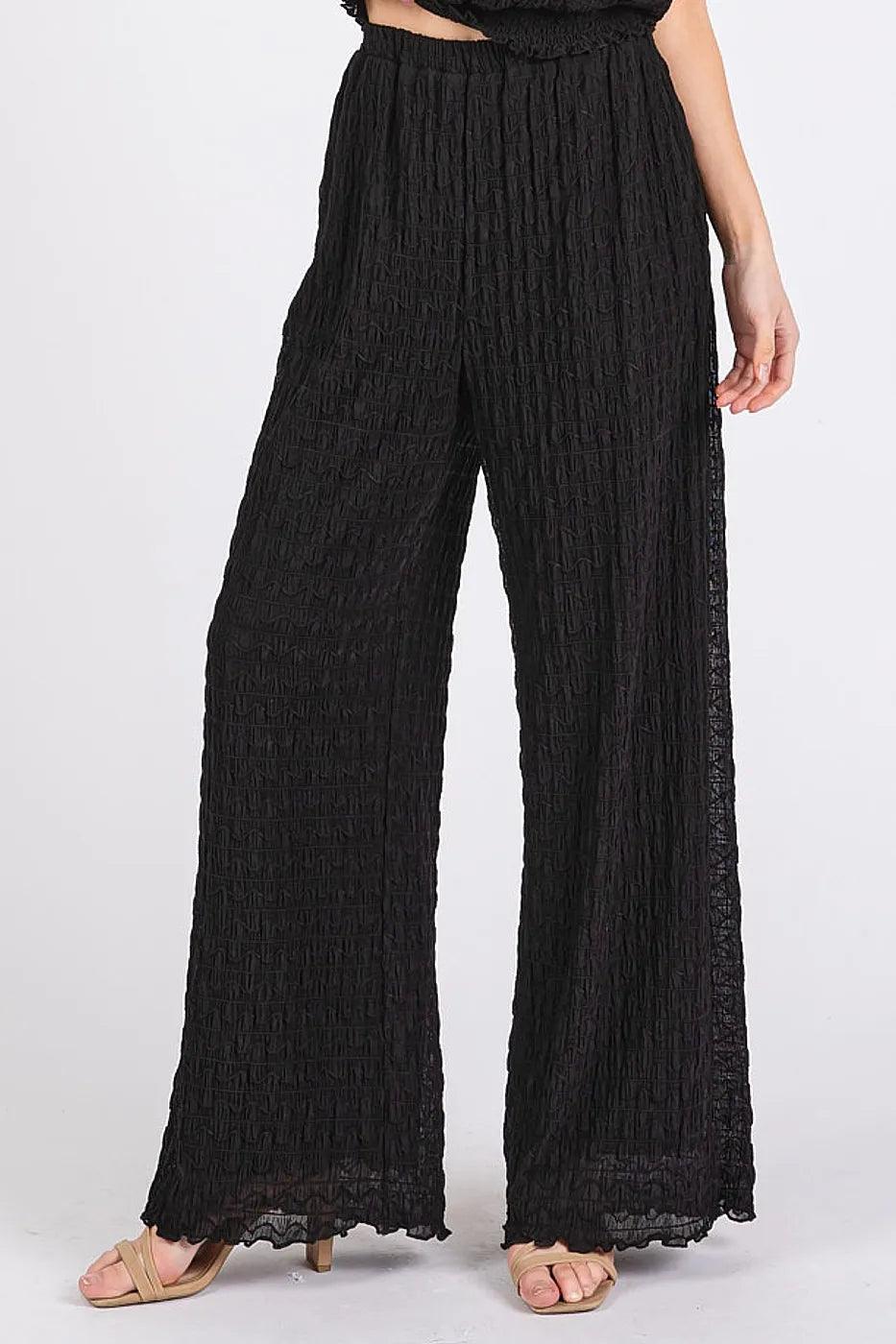 Mittoshop Textured Stretchy Crop Tank and Pants Set - Which Mark