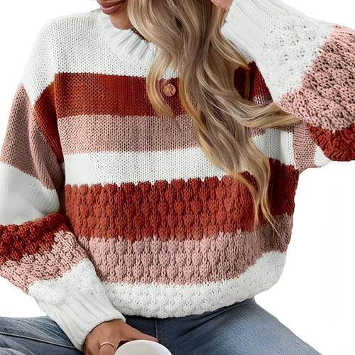A1. Striped Texture Sweater Women's Autumn - Which Mark