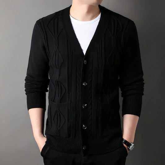 Knitted Cardigan Rhombus Loose Casual Sweater Coat Men - Which Mark