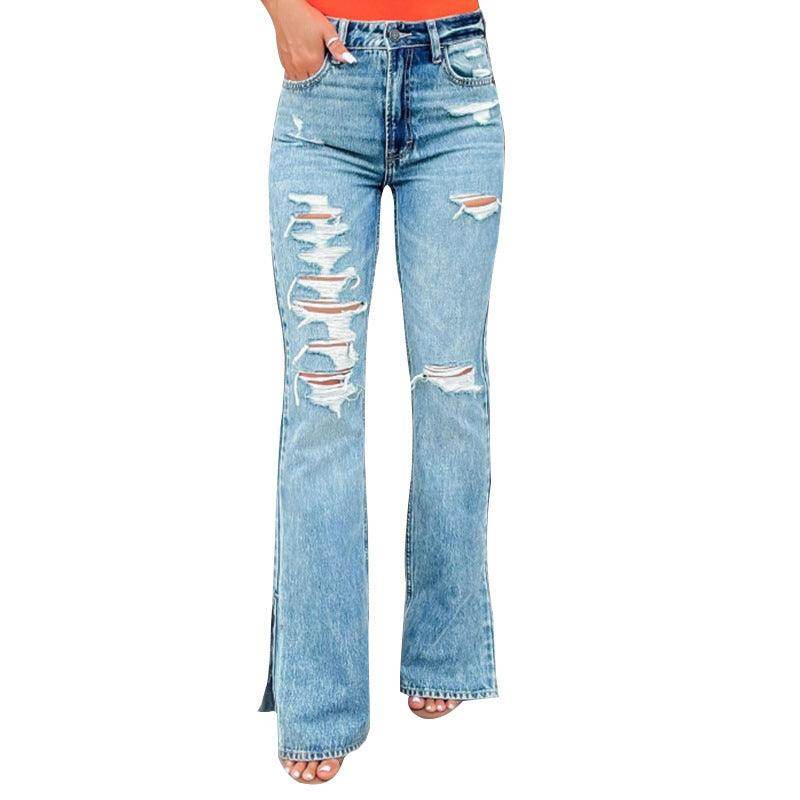 25 Edition – High Waist Ripped Split Stretch Jeans for Women - Which Mark