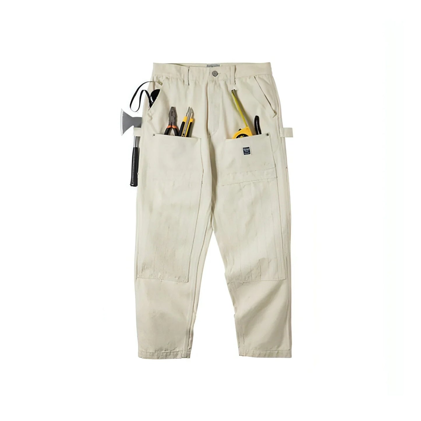 Retro Distressed Loose Creamy-white Jeans For Men - Which Mark