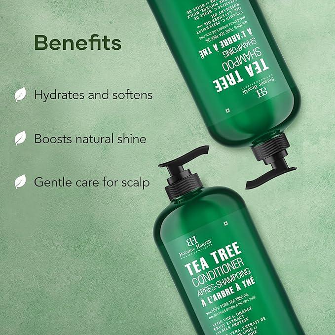 Botanic Hearth Tea Tree Shampoo and Conditioner Set - Nourishing Hair Care with Tea Tree Oil, Peppermint, and Lavender 16Fl oz each - Which Mark